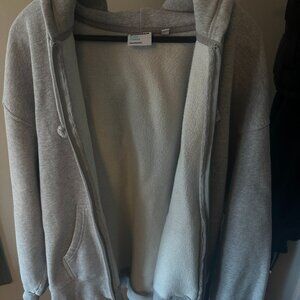 aritzia tna sweatfleece cozy fleece boyfriend fit zipup hoodie L